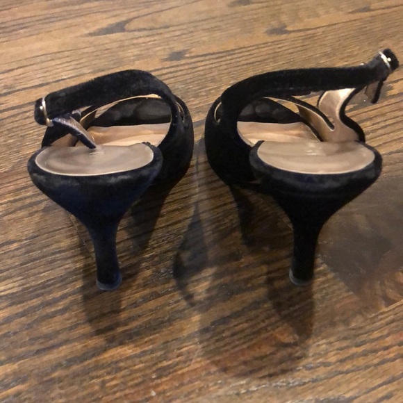 Velvet open-toe slingback heels - Picture 3 of 3